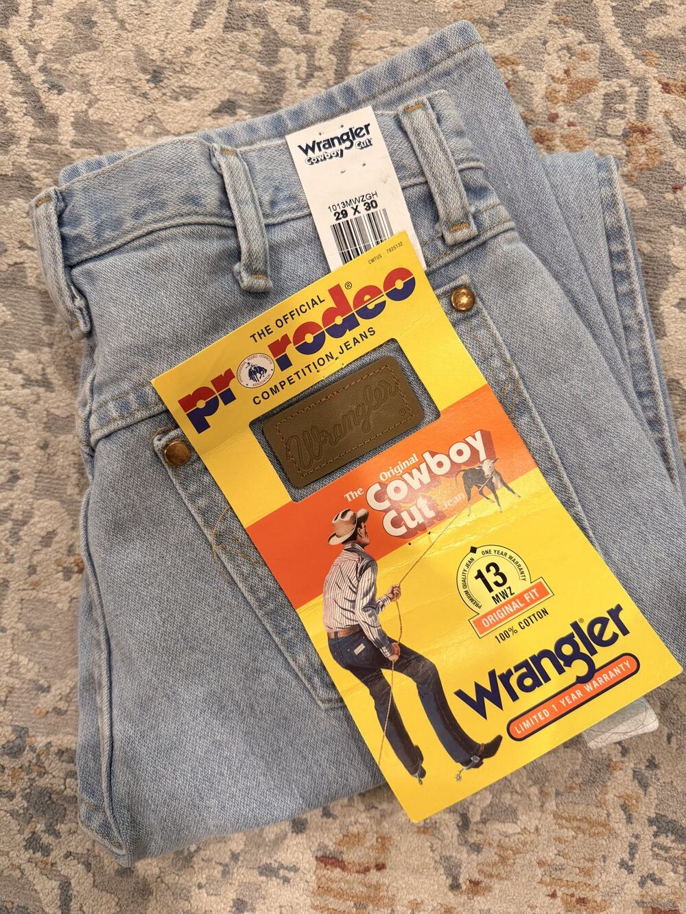 New Wrangler Men's 1013MWZGH Cowboy Cut Bleach Denim Jeans Size 29 30